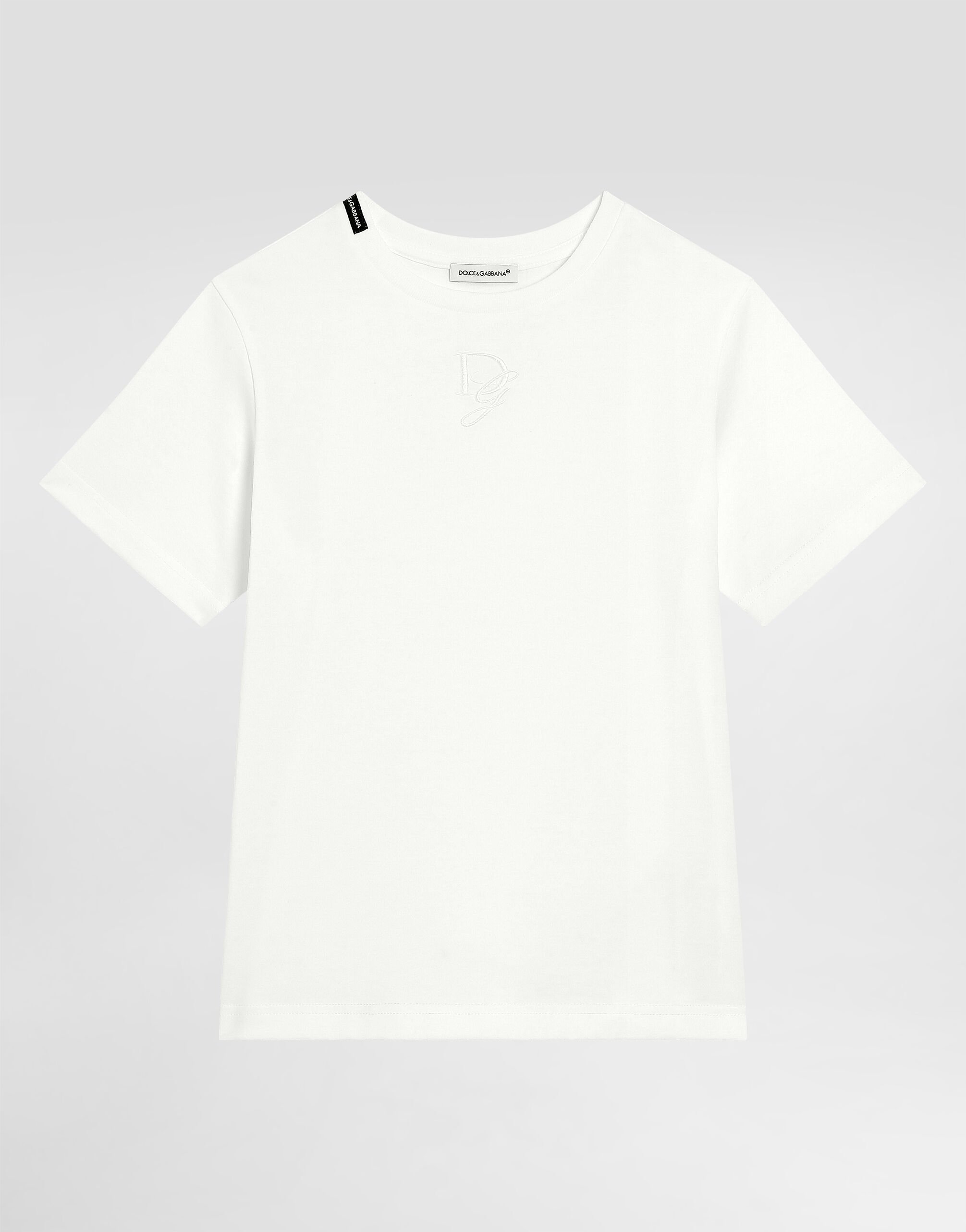 【関税込み】Dolce&Gabbana ホワイト DG ロゴ Tシャツ Jersey T-shirt with DG logo patch in White for Women