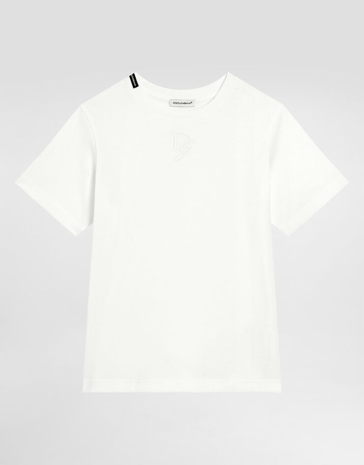 Dolce & Gabbana T-shirt in jersey con logo DG Bianco L4JTHUG7O7V
