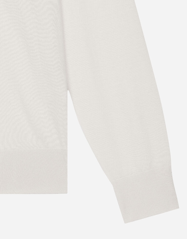 Dolce & Gabbana Pull polo en cachemire et soie Blanc GXZ25TJFMEH
