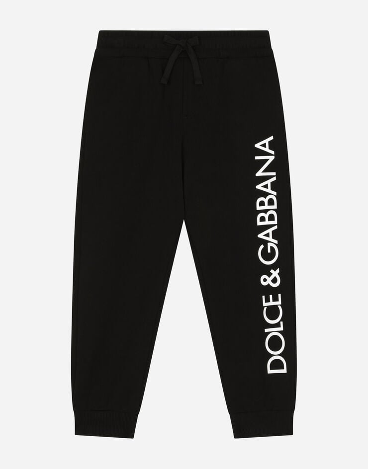 DolceGabbanaSpa Cotton jogging pants with logo print Black L4JPIGG7KU9