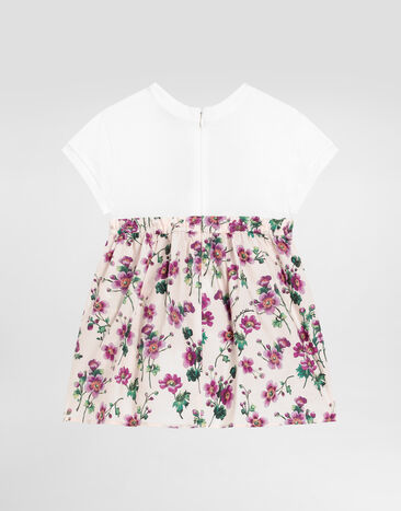 Dolce & Gabbana FlowerJerseydress with DG logo embroidery Multicolor L2JD9HG7PHW