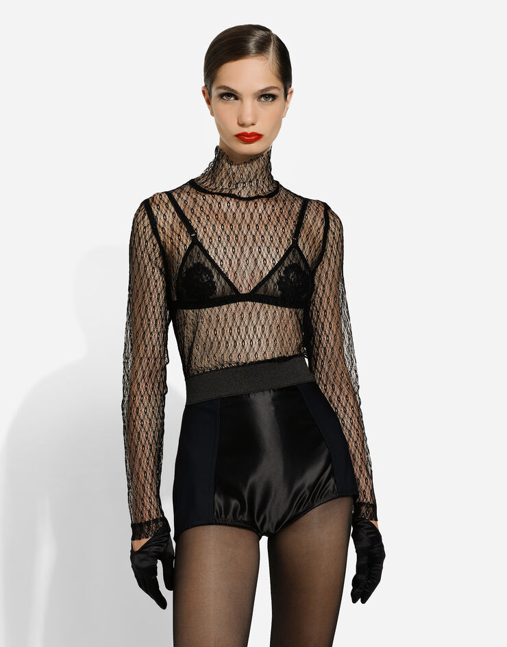 Dolce & Gabbana Blusa de malla Negro F7AI7TILMBD