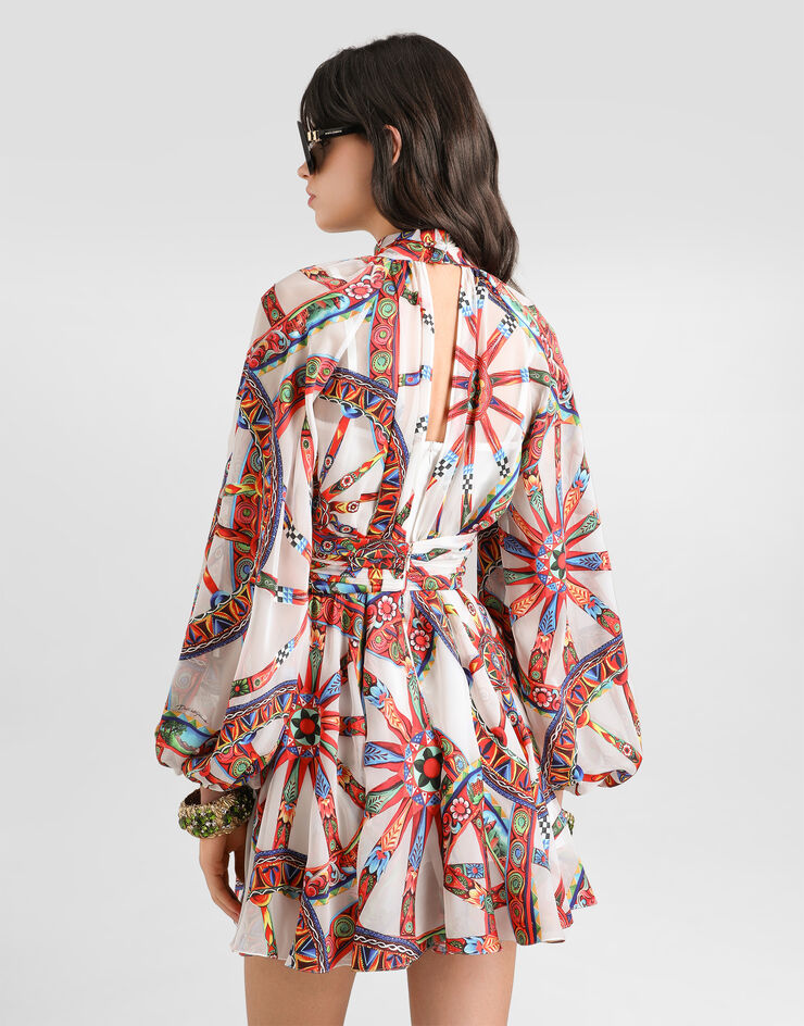 Dolce & Gabbana Carretto-print devoré twill dress Multicolor F619UTFSTB5
