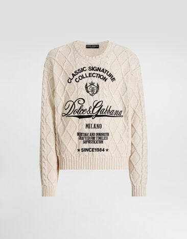 Dolce & Gabbana Pullover with interwoven pattern Beige GXX37ZJGMFL