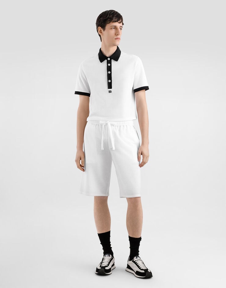 Dolce & Gabbana Hose aus Baumwollpiqué Weiss GV5MAZHU7UT