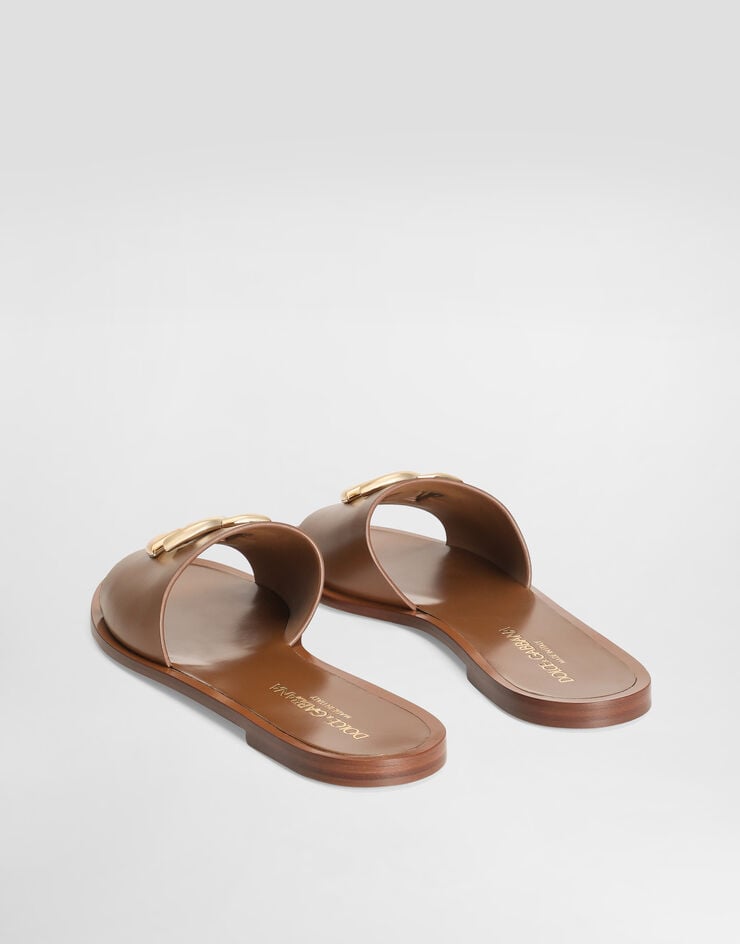 Dolce & Gabbana flat slippers in calfskin Brown CQ0619AW576
