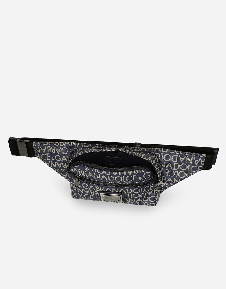 Dolce & Gabbana Kleine GÃ¼rteltasche aus beschichtetem Jacquard Blau BM2218AJ705