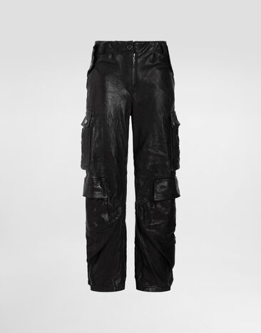 Dolce & Gabbana Leather cargo pants Black FTDFYLHULX9