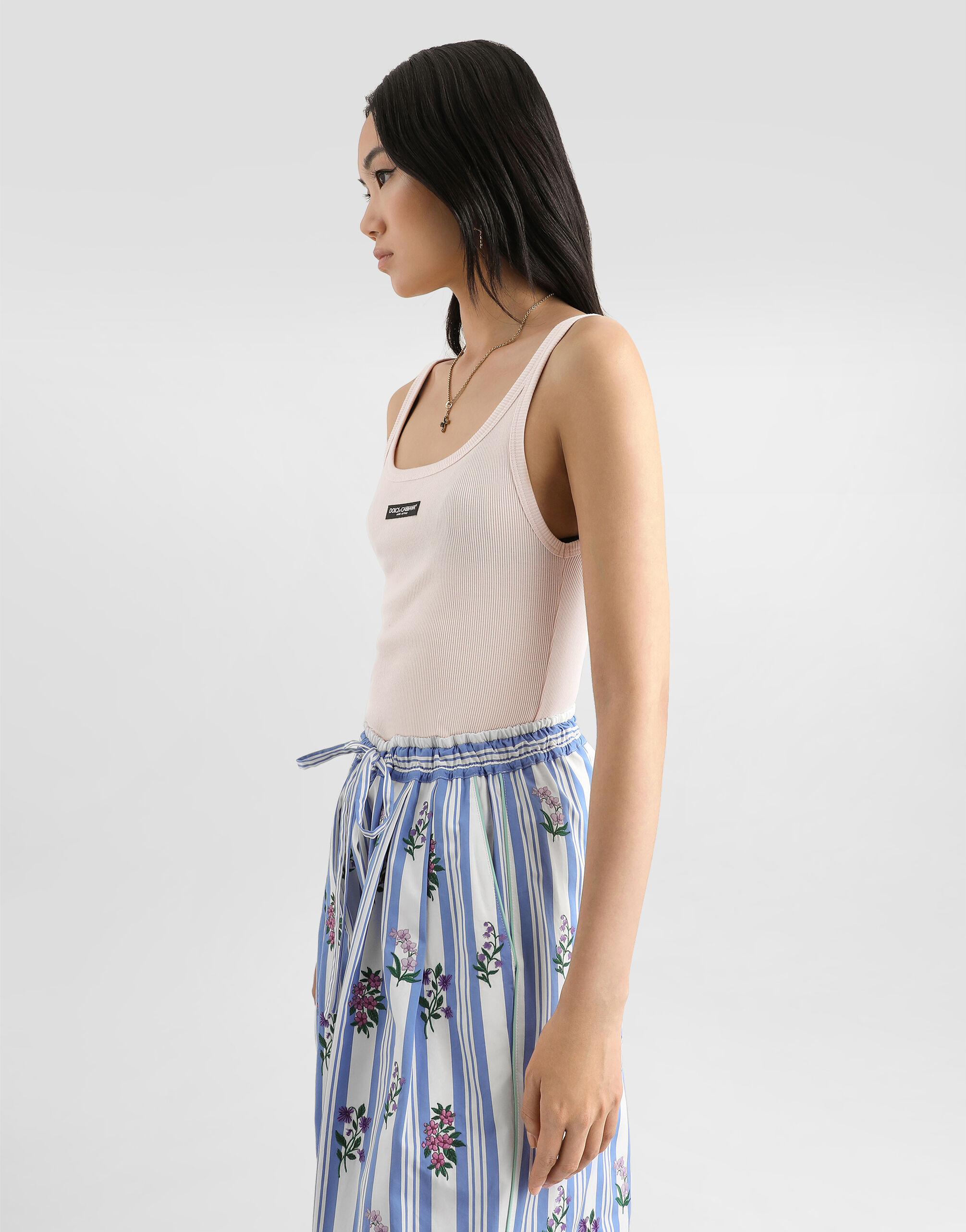 Ribbed tank top in Pink for Women | Dolce&Gabbana®