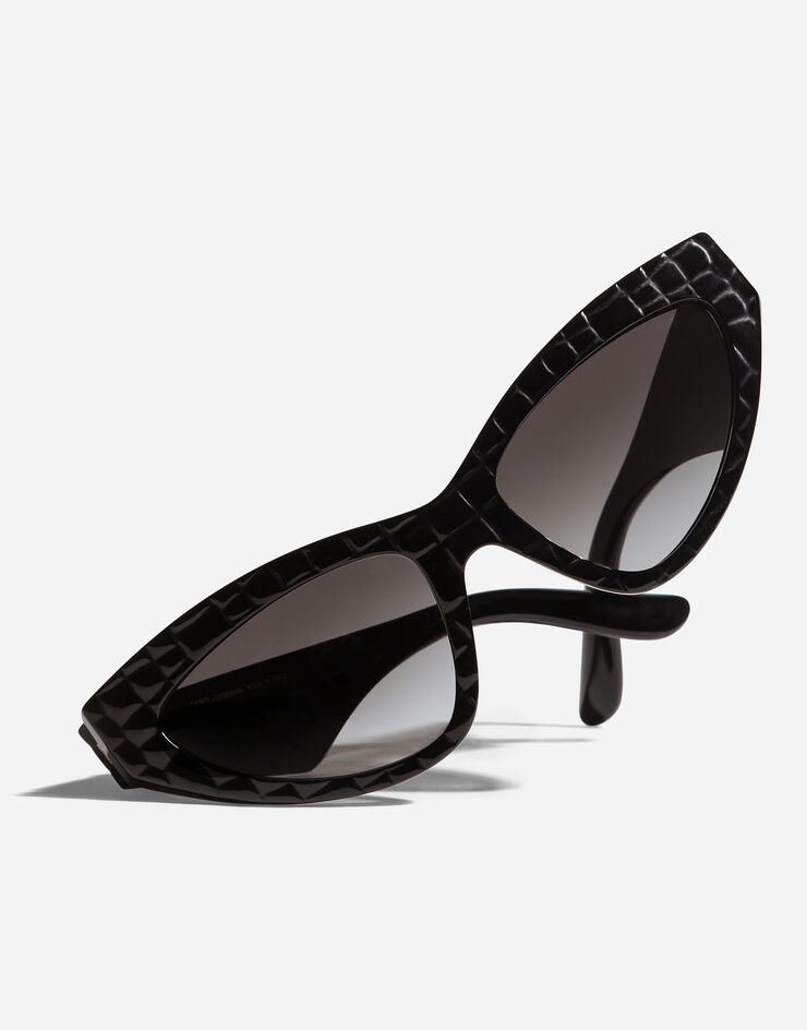 Dolce & Gabbana DG Crossed Sunglasses Black texture cocco VG443BVP88G