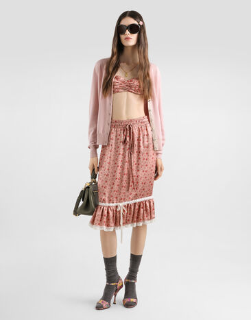 Dolce & Gabbana Cardigan en cachemire avec boutons bijoux Pink FXV09ZJBW1M