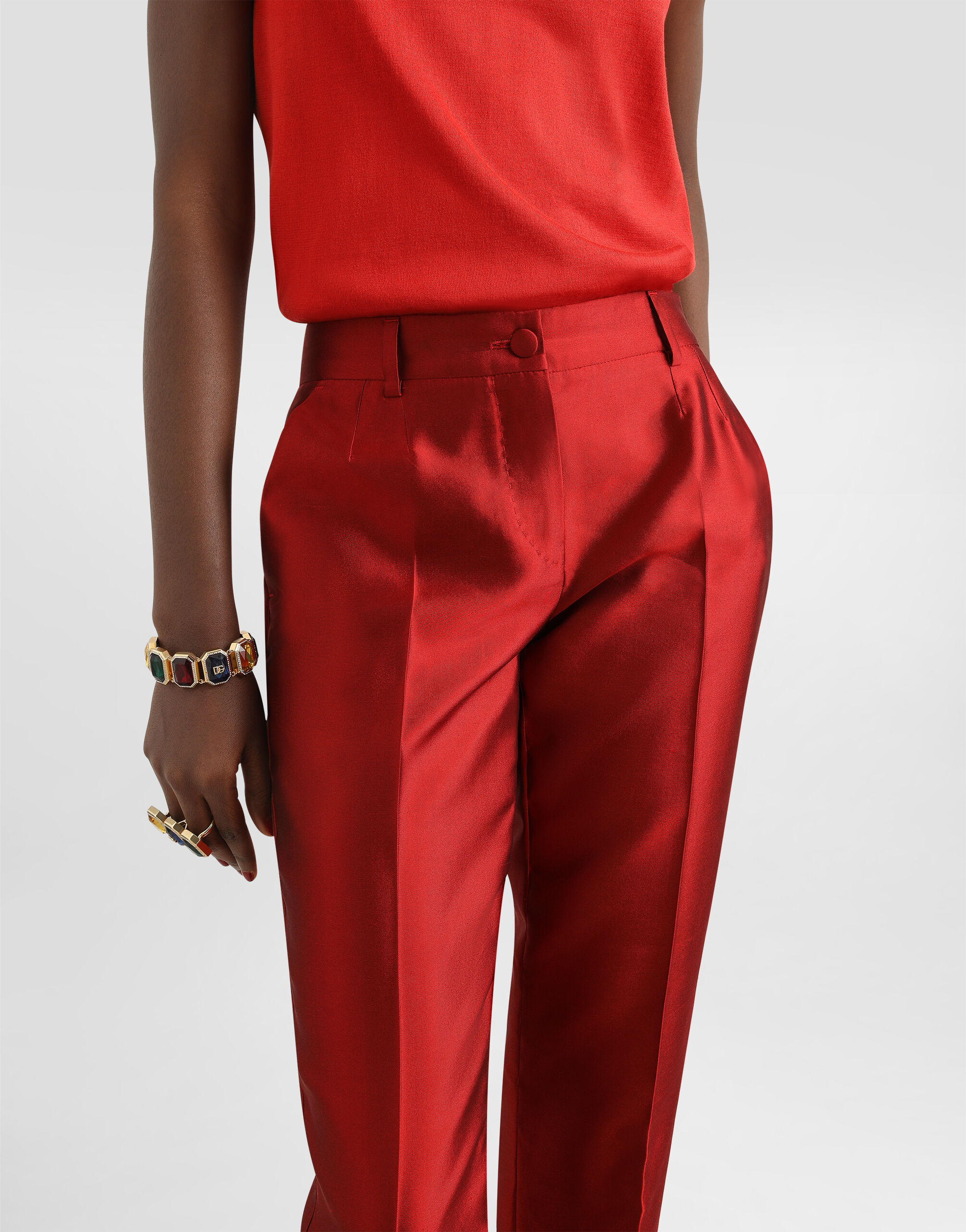 Mikado trousers in Red for Women | Dolce&Gabbana® US