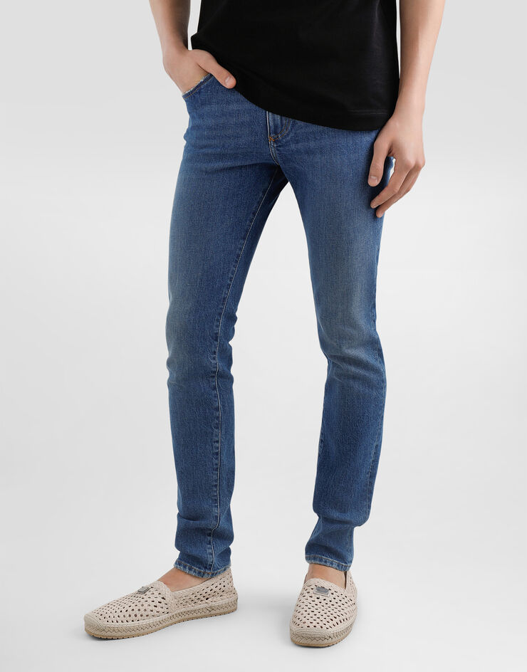 Dolce & Gabbana Vaqueros slim de algodón elástico con parche Multicolor GY07CZG8MF1