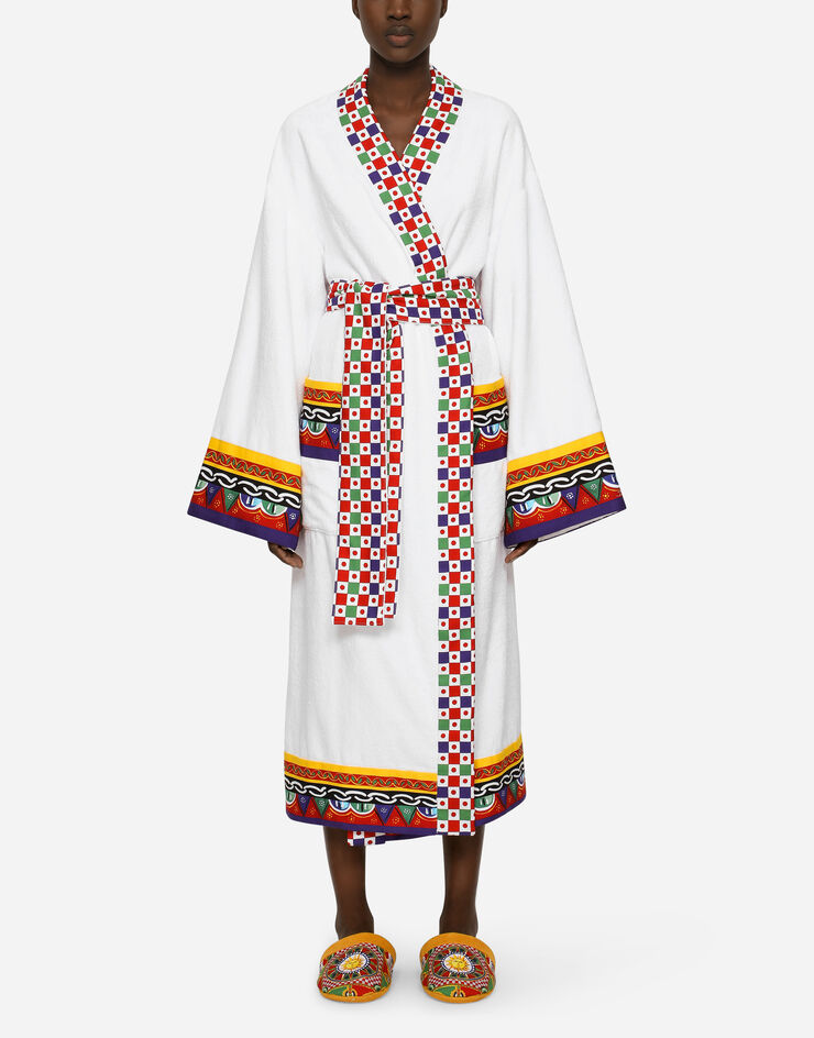 Dolce & Gabbana Cotton Terry Bathrobe Multicolor TCF010TCAGN