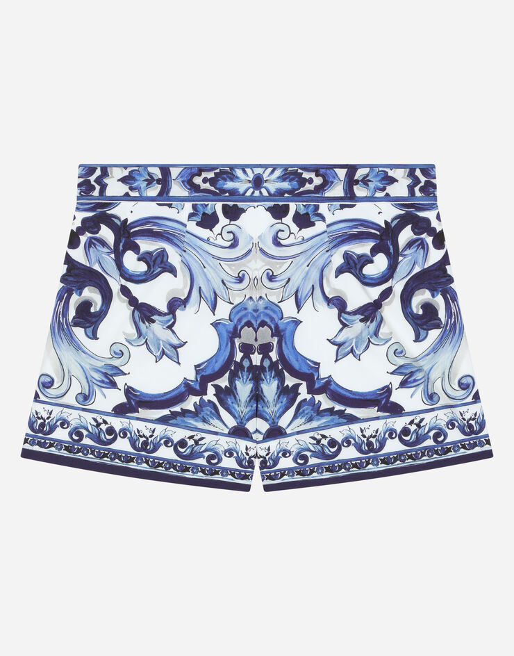 DolceGabbanaSpa Shorts in popeline stampa maiolica Multicolore L53Q04G7EY1