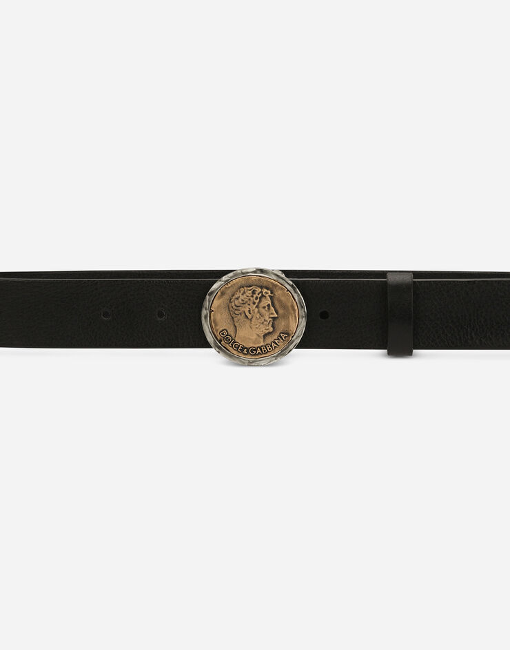 Dolce & Gabbana Leather belt with brand coin Black BC4807AO163
