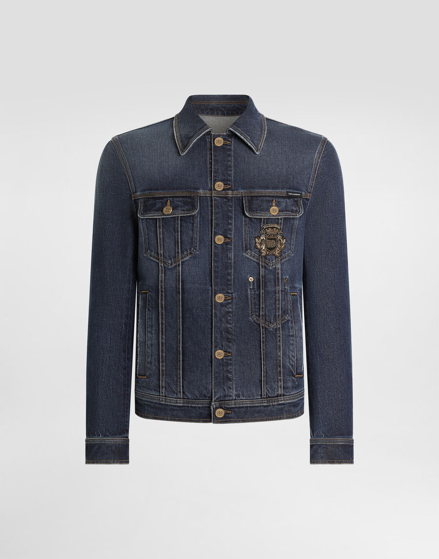 Denim jacket with logo patch