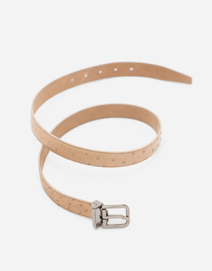 Dolce & Gabbana オーストリッチレザー ベルト Beige BC4337A8M90