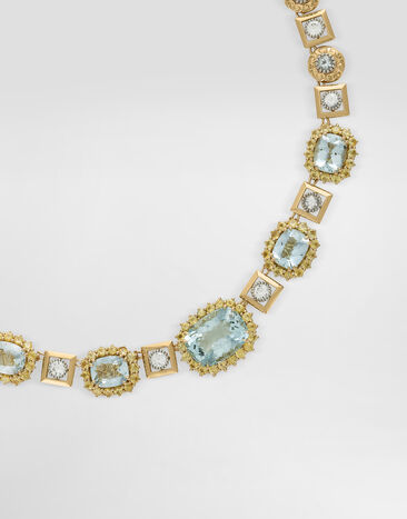 Dolce & Gabbana エレガンツァ 18 Kホワイト＆イエローゴールド アクアマリン サファイア ネックレス   WNSA8GWAQM1