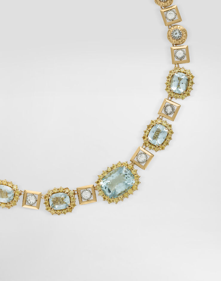 Dolce & Gabbana Eleganza Necklace 18-carat white and yellow gold, aquamarines and sapphires  WNSA8GWAQM1