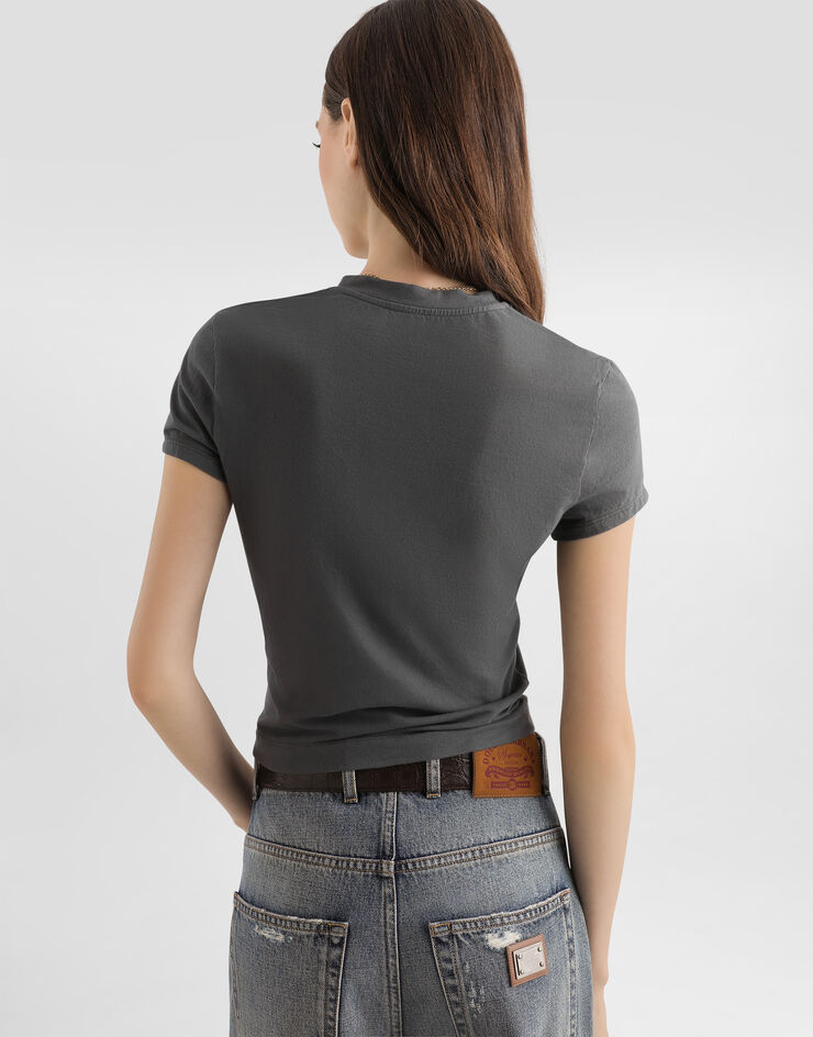 Dolce & Gabbana Jersey t-shirt with print Grey F8V81TGDDPH