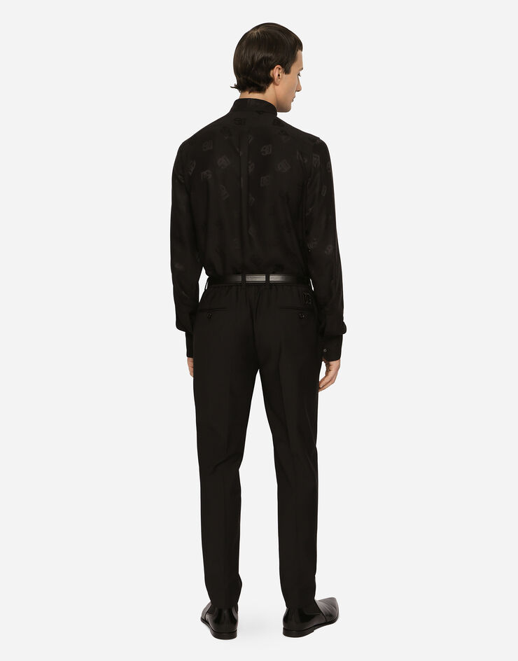 Dolce & Gabbana Silk jacquard Martini-fit shirt with DG Monogram Black G5IX8TFJ1JO
