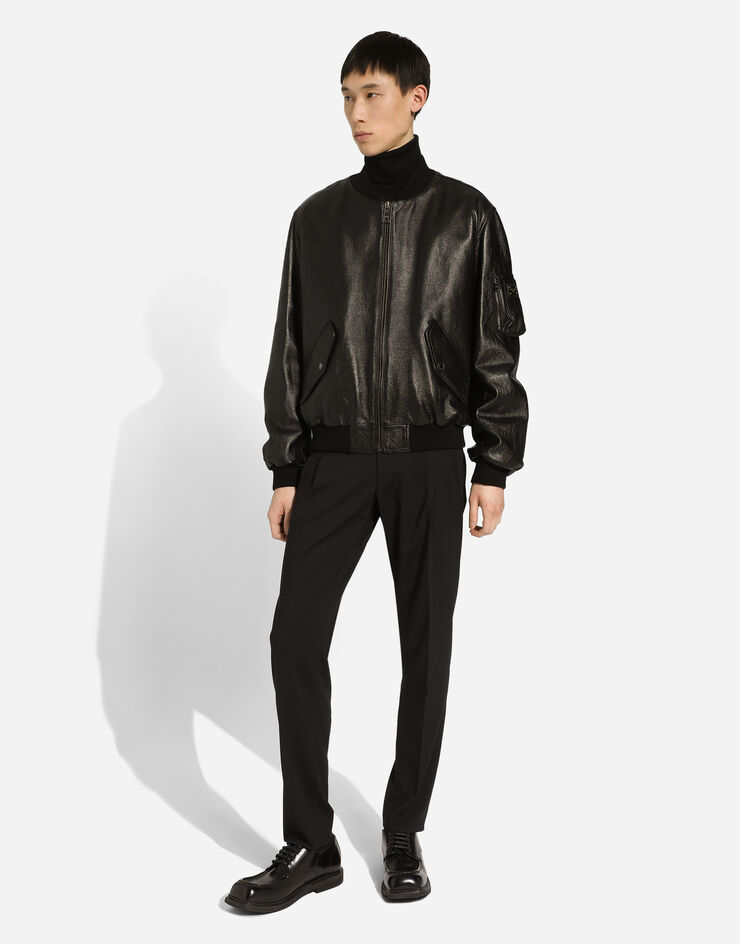 Dolce & Gabbana Куртка из кожи с фирменной пластинкой черный G9XT6LGF182