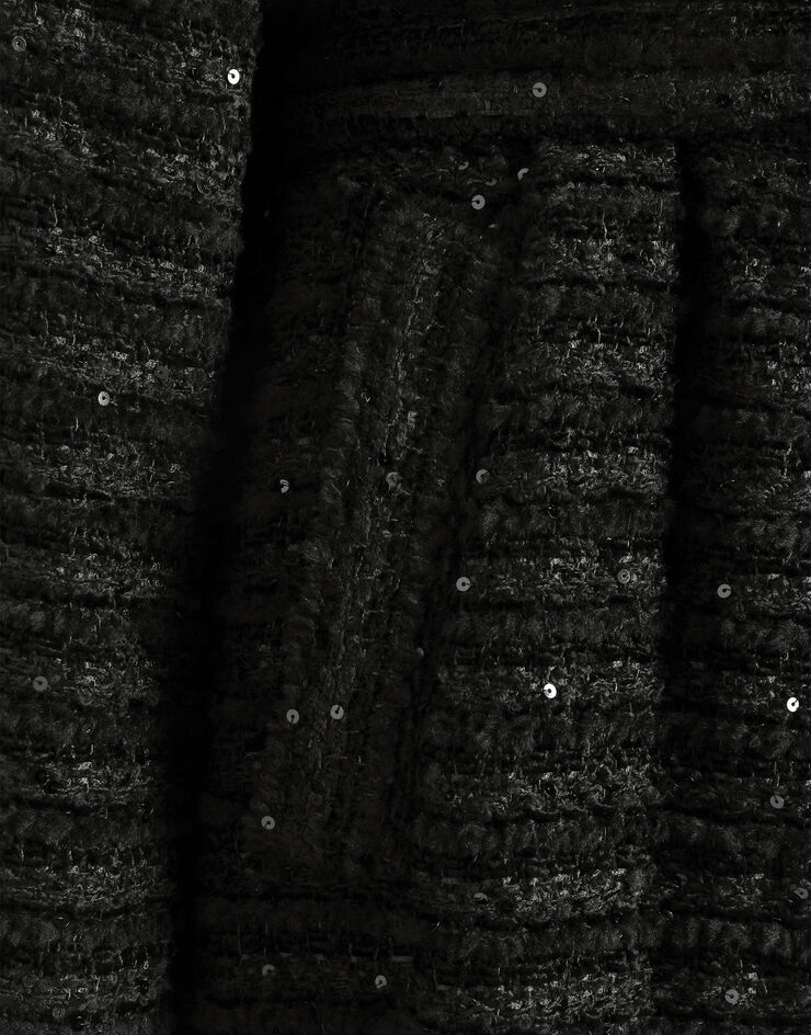 Dolce & Gabbana Tweedmantel mit Mikropaillettenstickerei Schwarz F0W3FTHUMKN