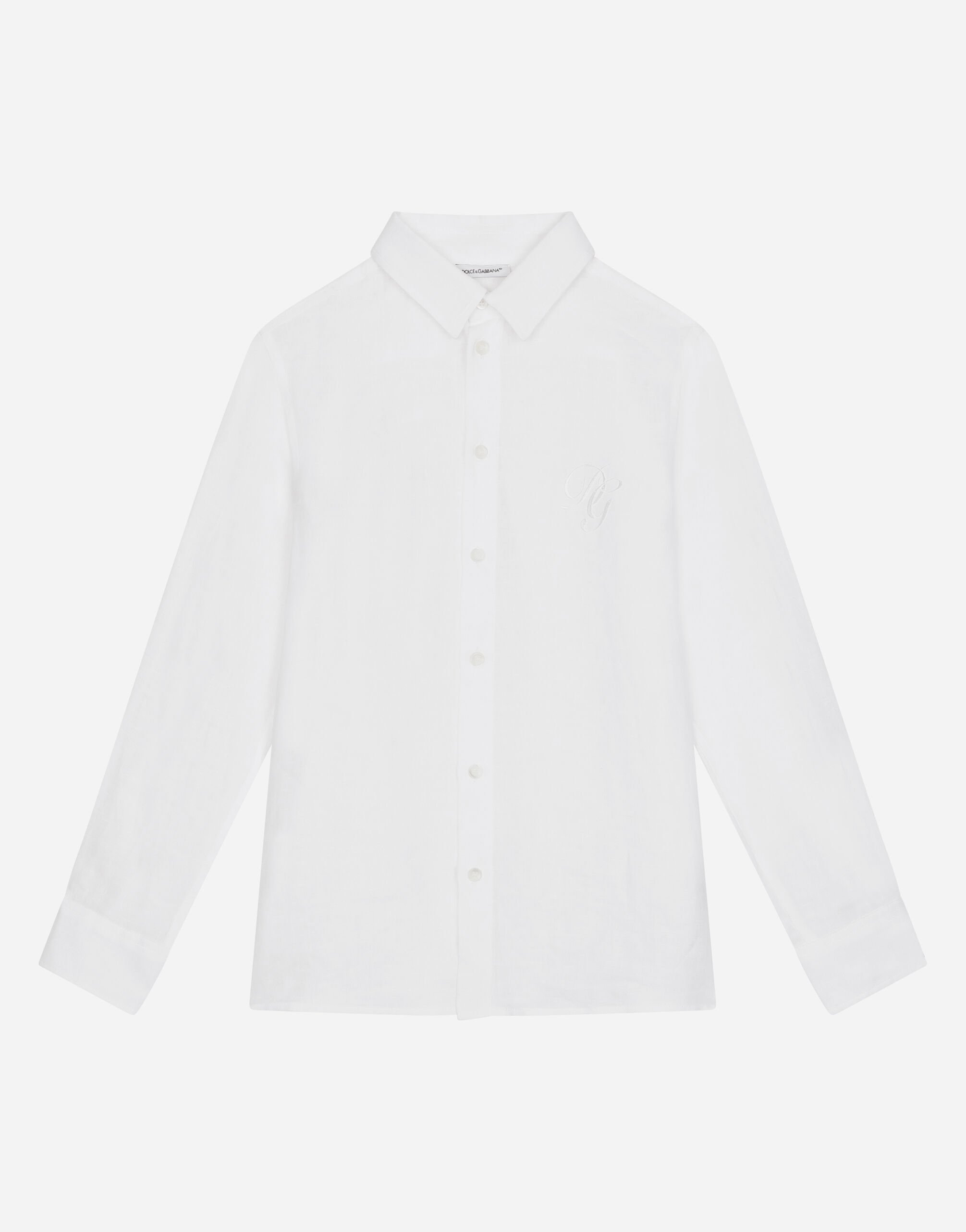Dolce & Gabbana Linen shirt with DG embroidery White L43S76G7I8X