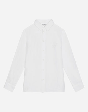 Dolce & Gabbana Linen shirt with DG embroidery White L42S56FU5GK