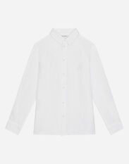 Dolce & Gabbana Linen shirt with DG embroidery White L42S56FU5GK