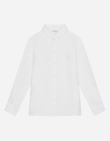 Dolce & Gabbana Linen shirt with DG embroidery White L43S76G7I8X