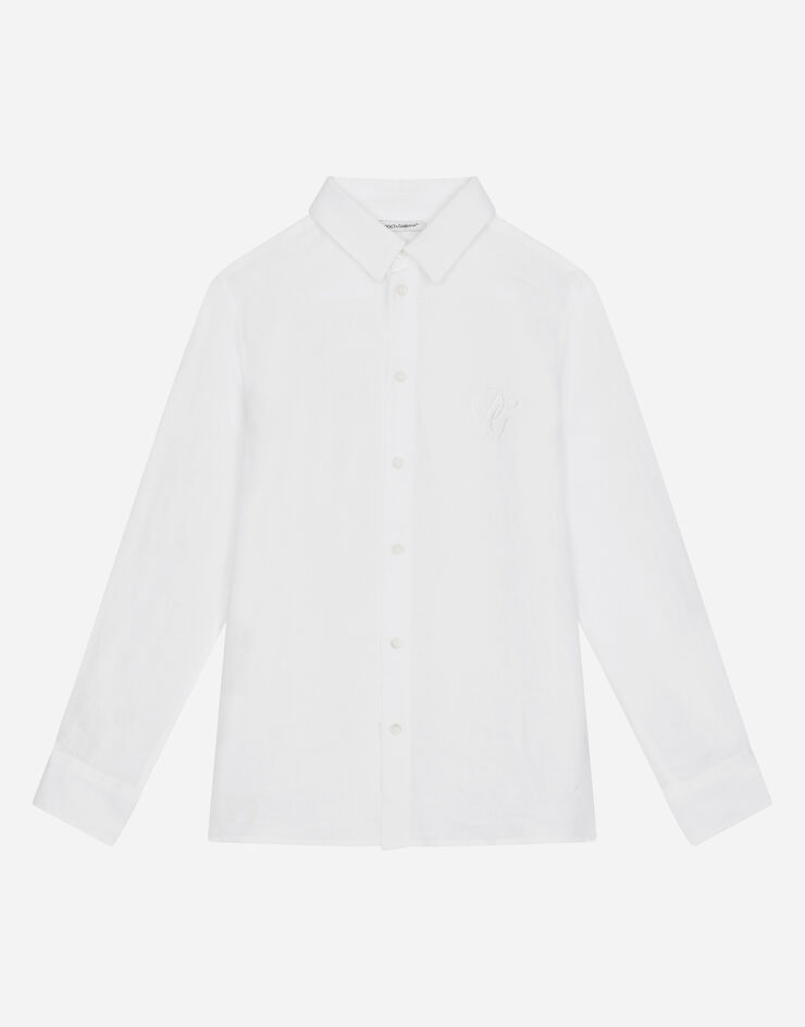Dolce & Gabbana Camicia in lino con ricamo DG White L42S70G7YEA
