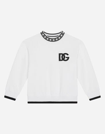 DolceGabbanaSpa Jersey round-neck sweatshirt with DG logo print Multicolor L4JWFNHS7MN