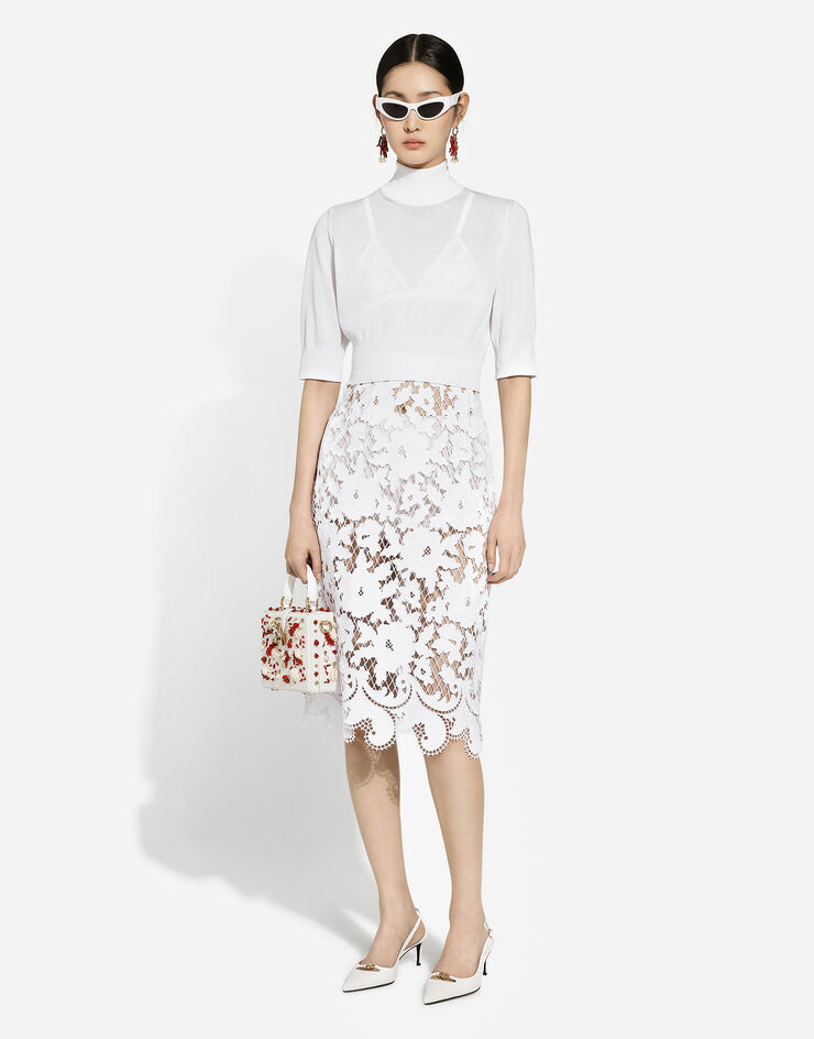 Dolce & Gabbana 丝棉混纺短款针织衫 白 FXW12TJFMEB