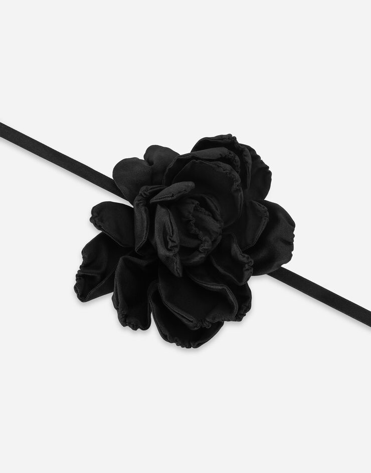 Dolce&Gabbana Choker mit Blume Schwarz FT068RGDB4I