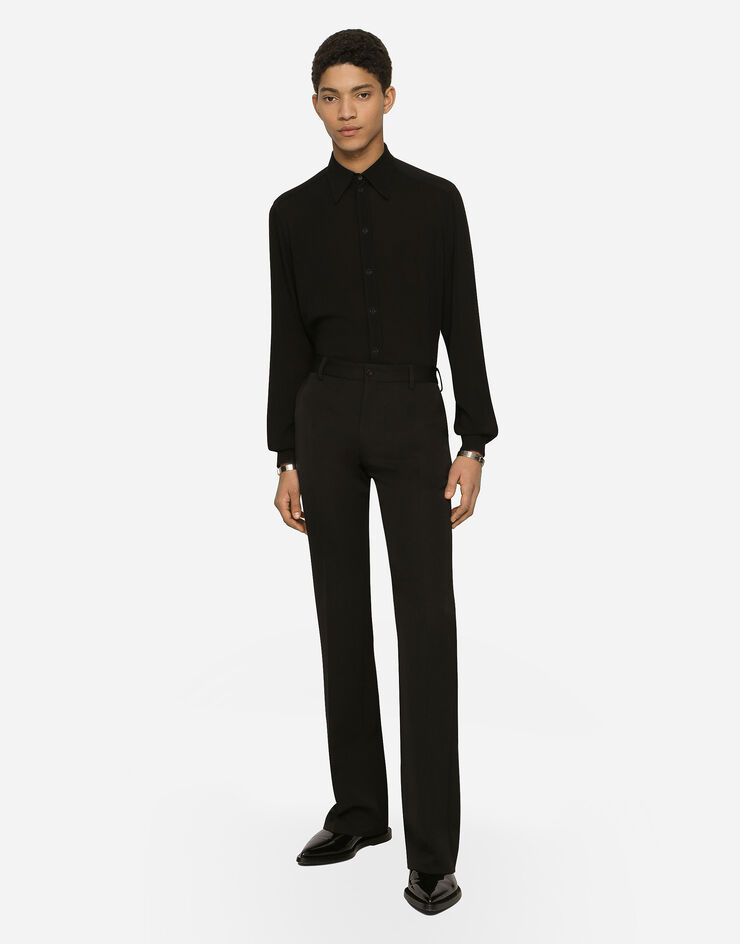 Dolce&Gabbana Camicia martini in charmeuse stretch Nero G5IX8TFURG4