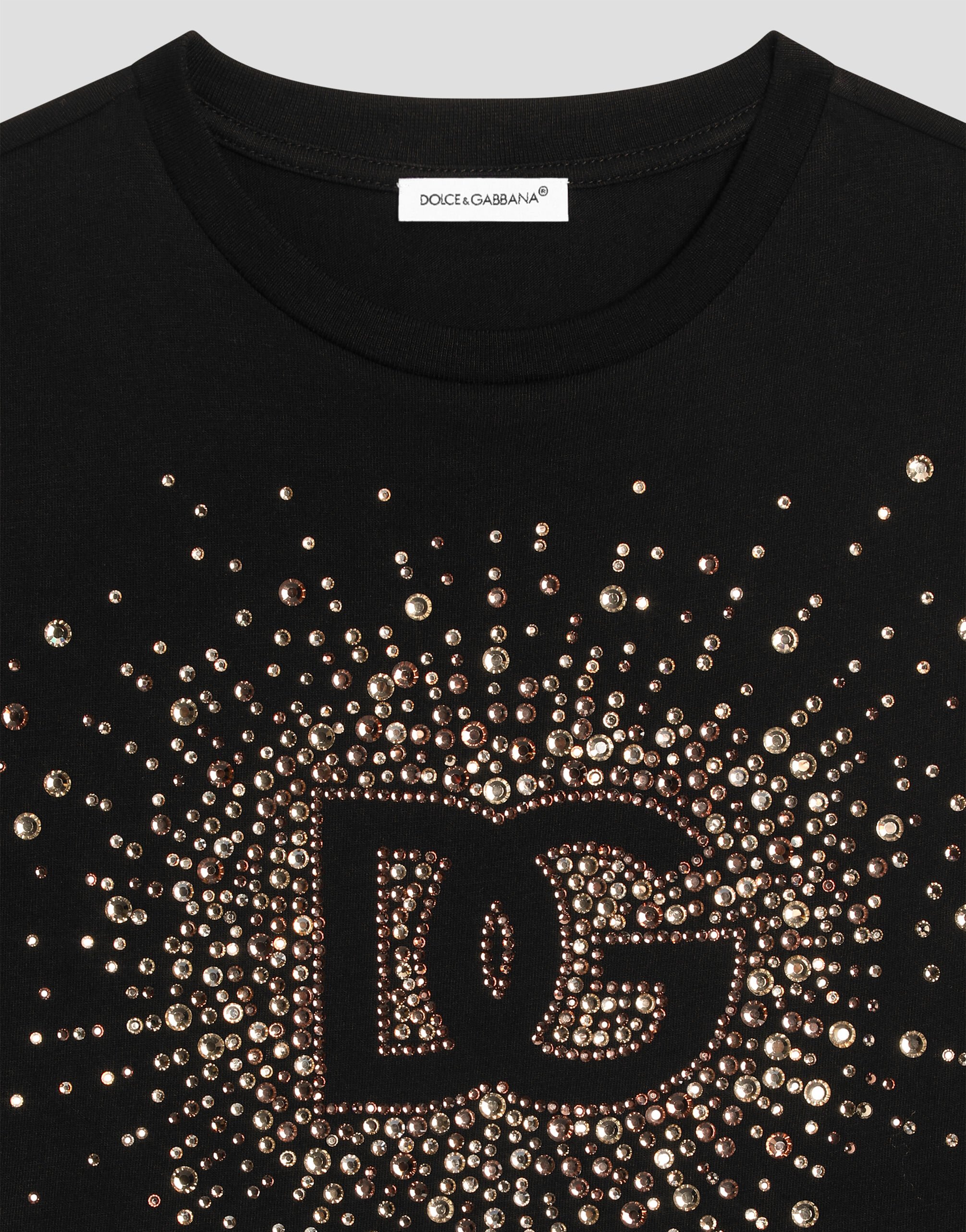 Tシャツ・カットソー Dolce & Gabbana Rhinestone logo T-shirt (F8N08ZGDCWQ W0800) Dolce & Gabbana Rhinestone logo t-shirt - White