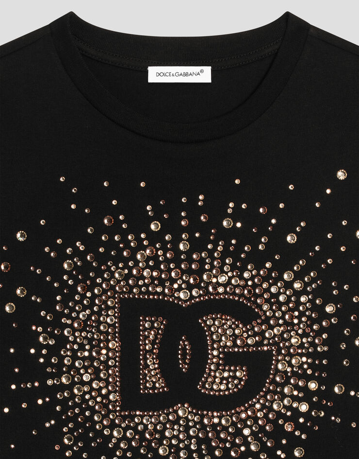 Dolce & Gabbana Camiseta de punto y strass Negro L5JTNKG7N6B
