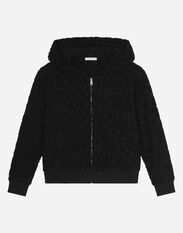 Dolce & Gabbana Zip-up hoodie with jacquard logo Black L4JTEYG7K8Z