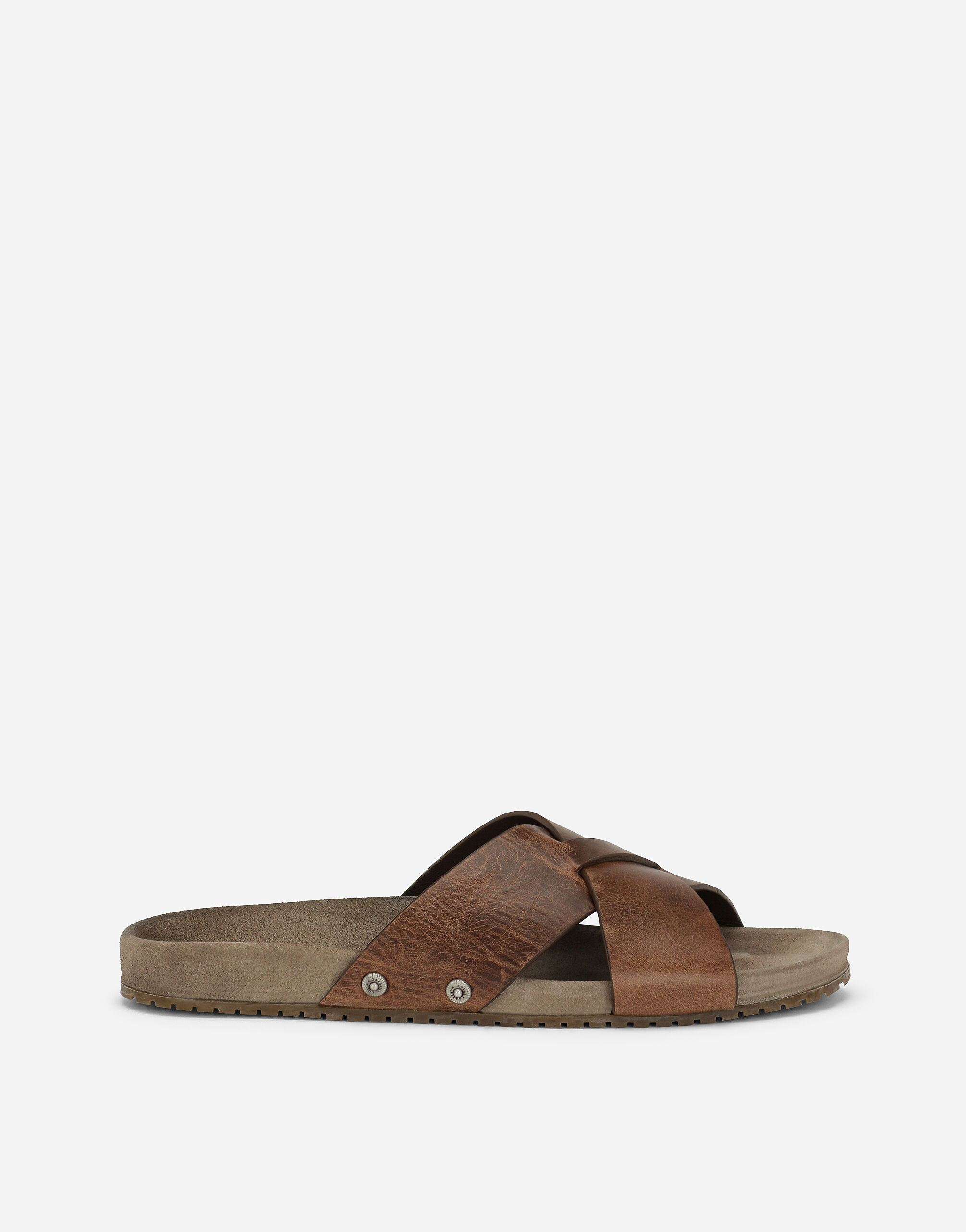 Dolce & Gabbana Calfskin sliders Brown A80402A4434