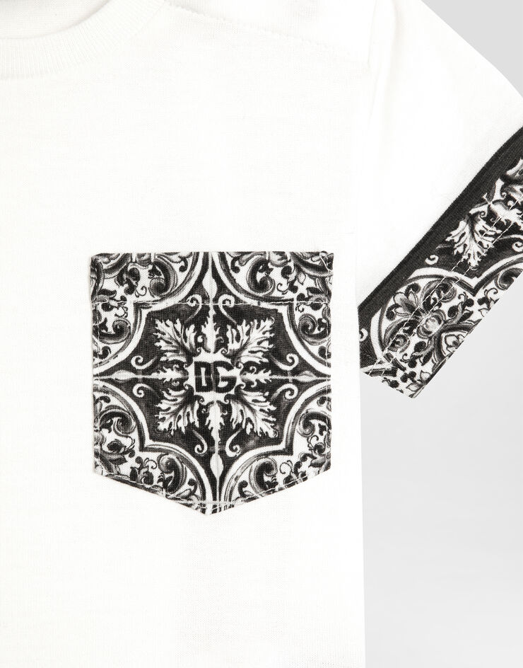 Dolce & Gabbana Camiseta de manga corta de punto con estampado de mayólica Multicolor L1JTITG7O9G