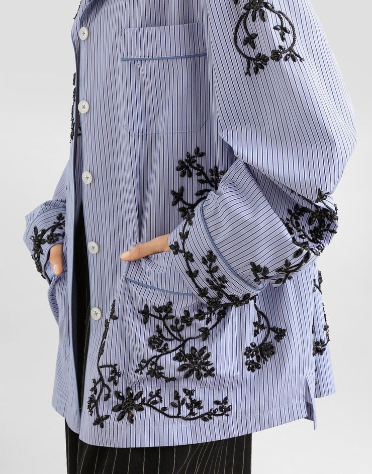 Dolce & Gabbana Cotton vanity shirt with flowers embroidery Multicolor F5U42ZGDDRZ