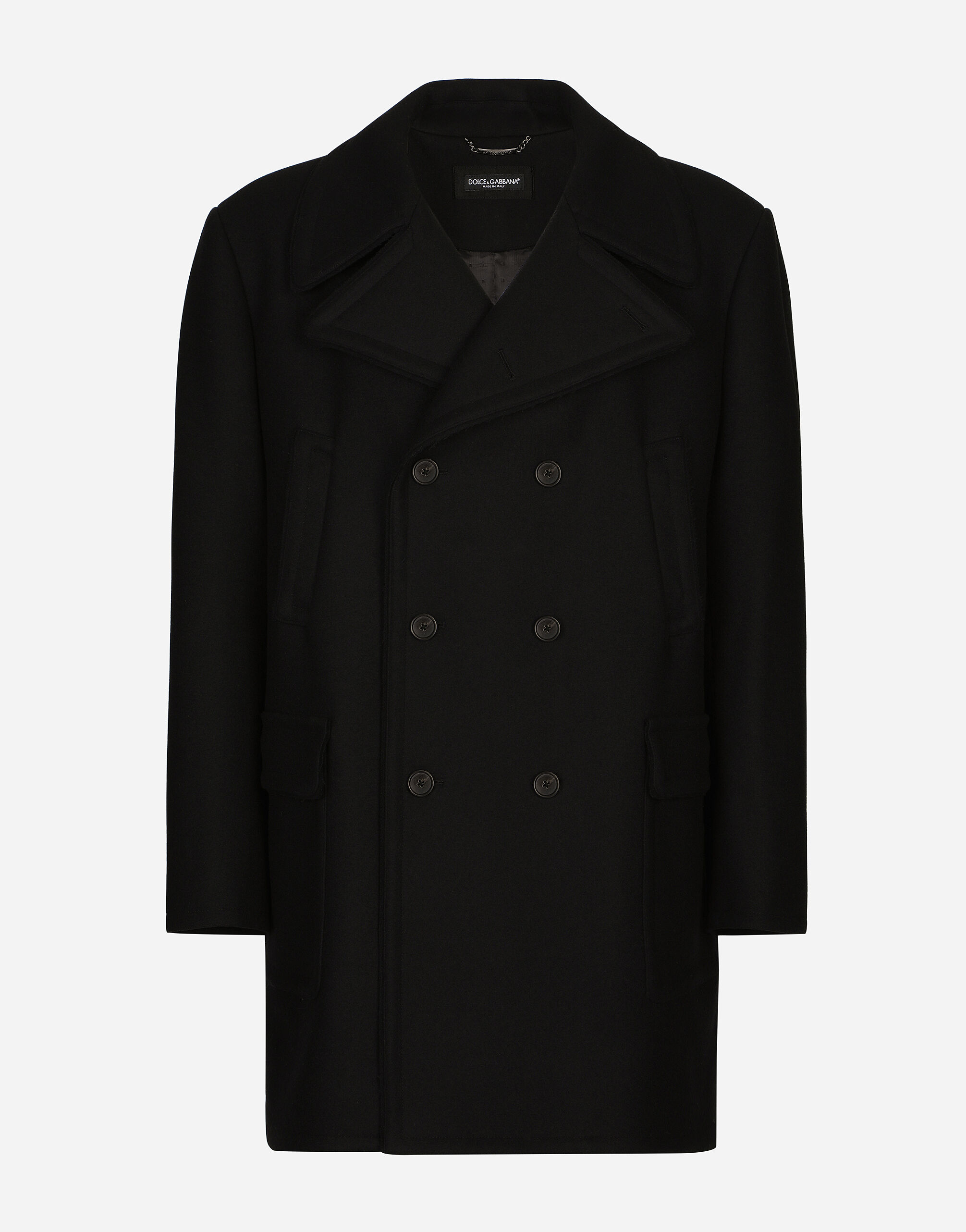 Wool pea coat in Black for Men Dolce Gabbana