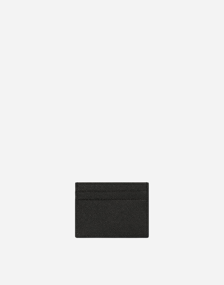 Dolce & Gabbana Porte-cartes en cuir de veau avec plaquette à logo Noir BP0330AG219