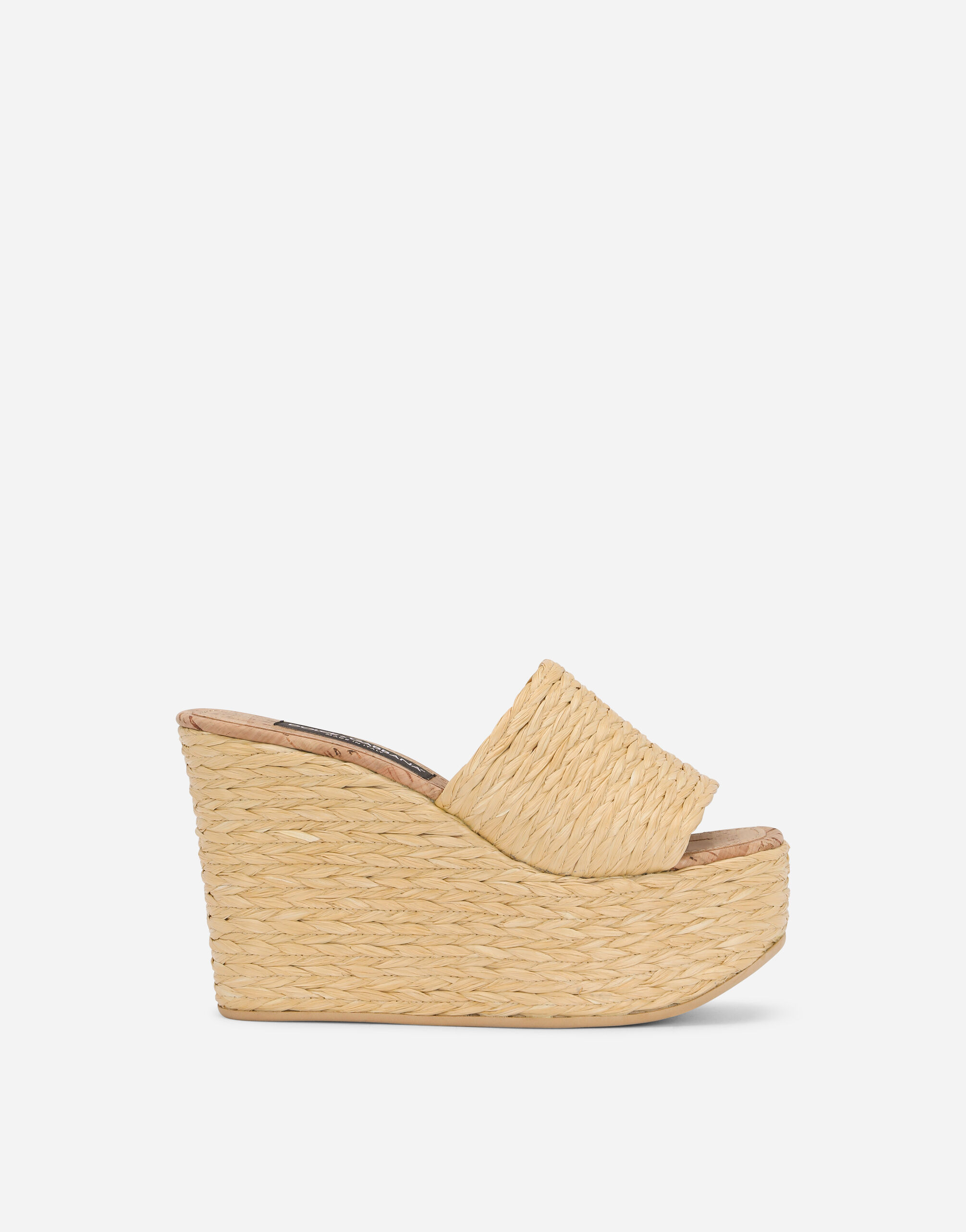Woven raffia wedges in Neutral for Dolce Gabbana US