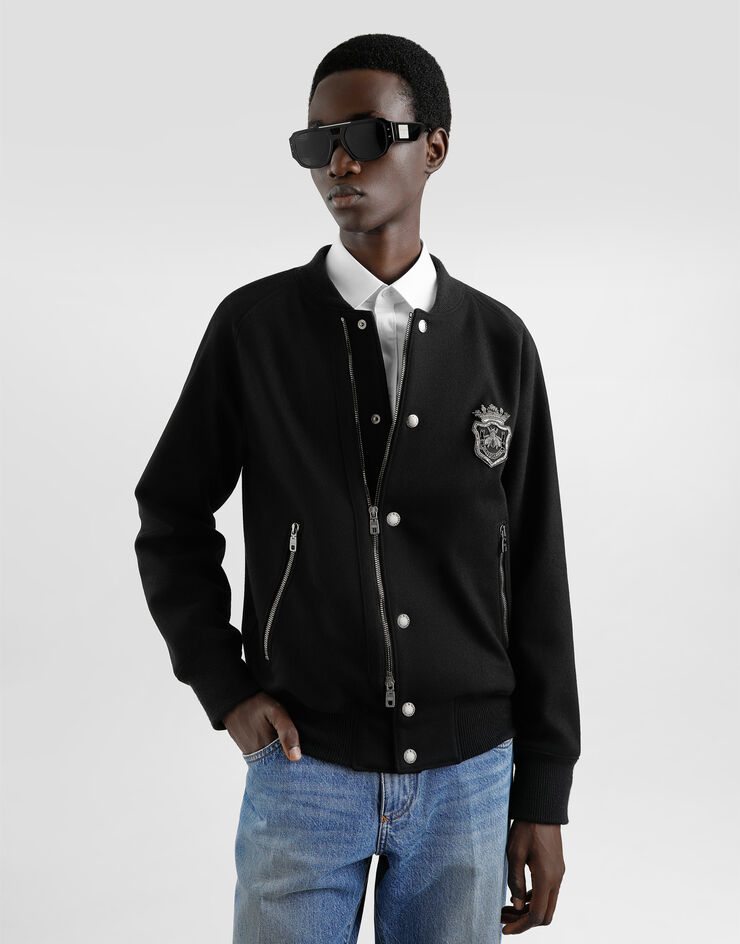 Dolce & Gabbana Wool jacket with patch Black G9BIAZFU2RC