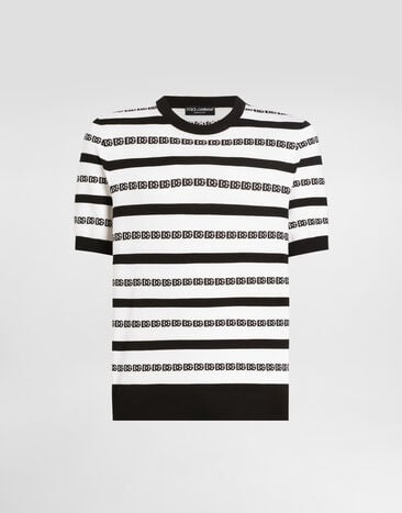 Dolce & Gabbana Pullover girocollo in seta con logo Multicolore GXX03TJBSN5