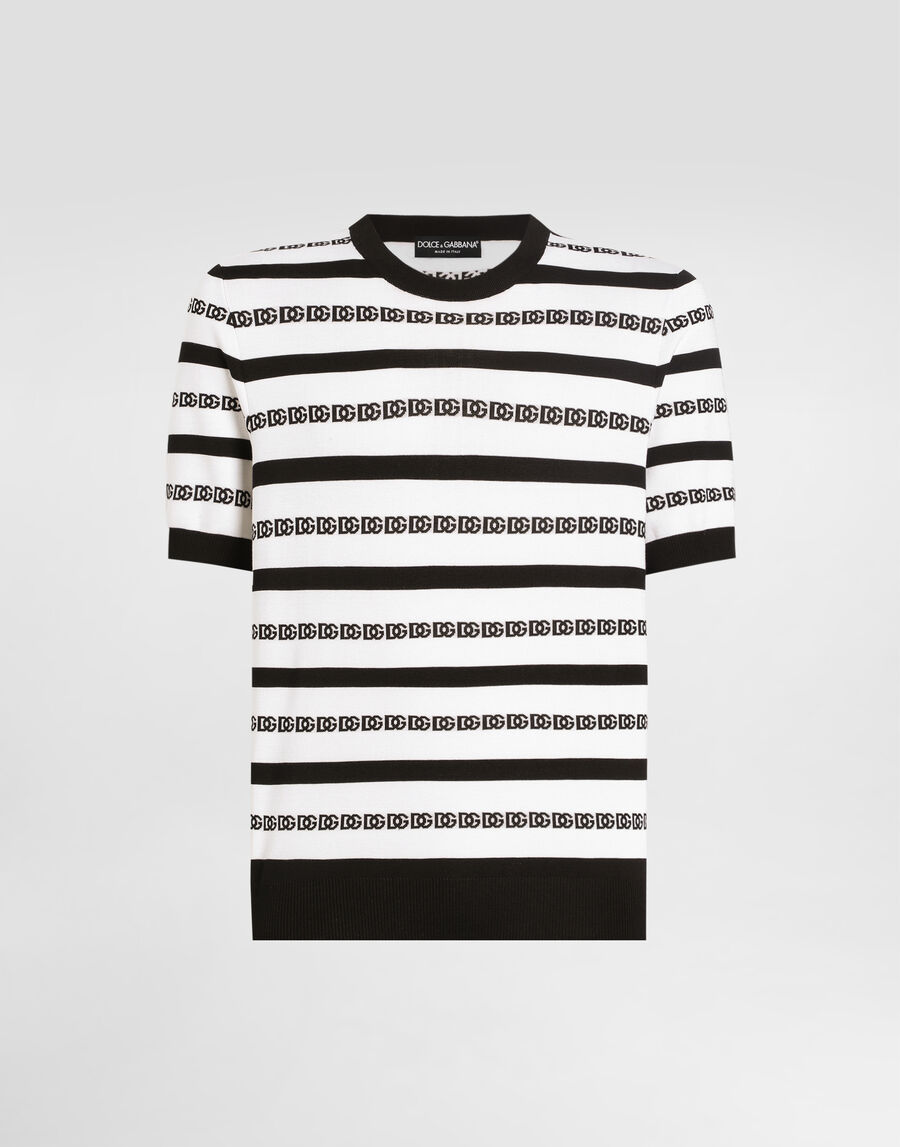 Silk crew-neck pullover with logo