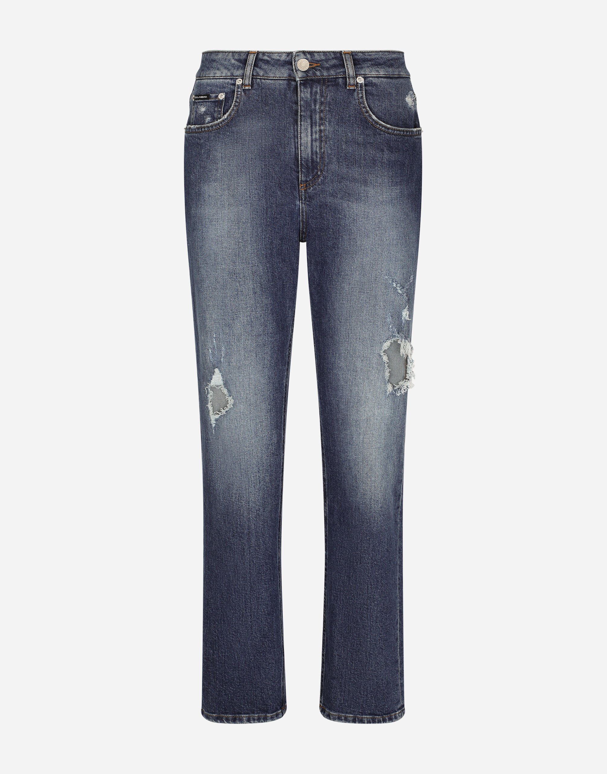 Dolce & Gabbana Boyfriend jeans with rips Gold WNDS3GWY2N1